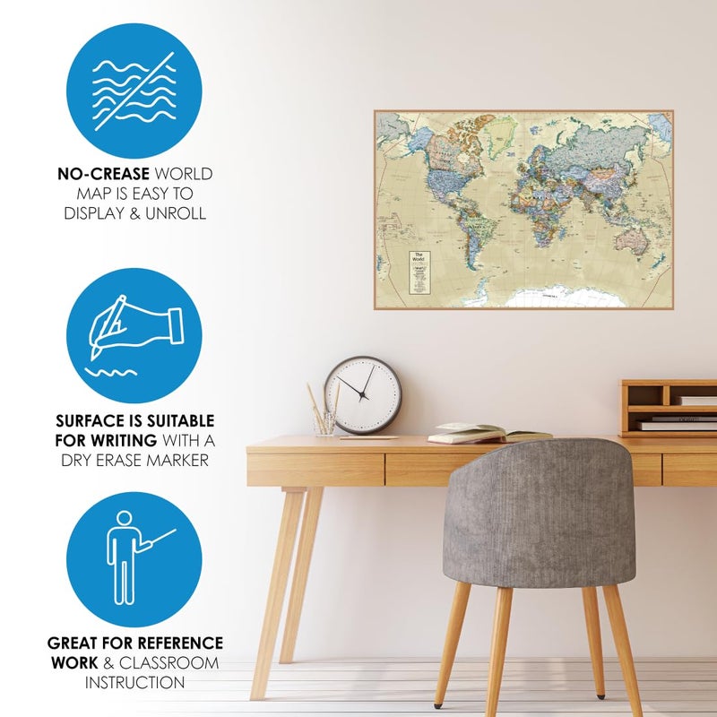 Waypoint Geographic Boardroom Series World Wall Map, Antique-Style Laminated World Map Poster, Educational Wall Art For Home, Classroom, or Office, Unique Gifts, 24â€ x 36â€ - Image 5